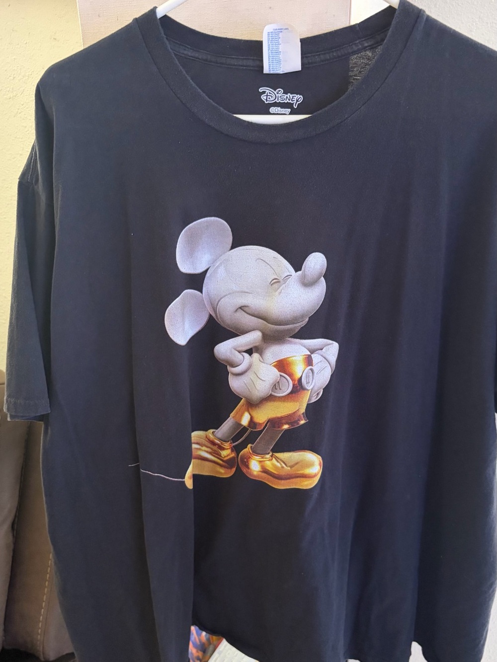 Disney Black T-Shirt with Gold-Accented Mickey Mouse Graphic